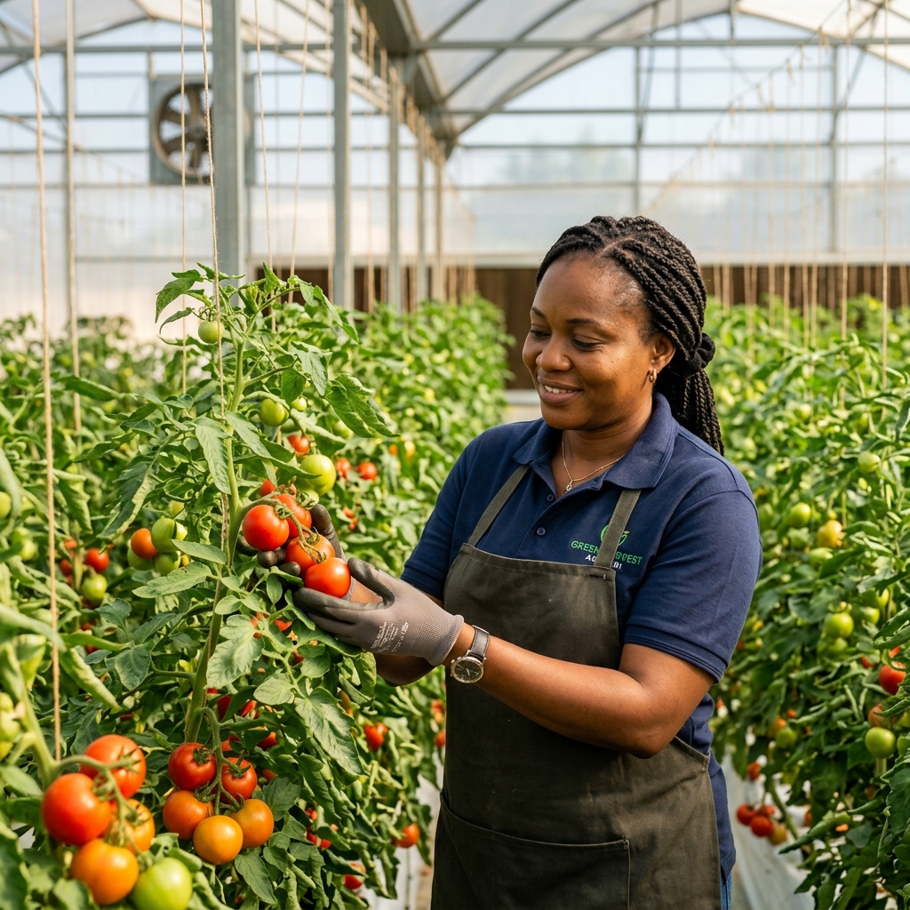 Expert farmer inspecting crops